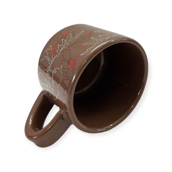 2009 Starbucks Brown Red Berries Holiday 10 Oz. Stackable Cups - Picture 7 of 8